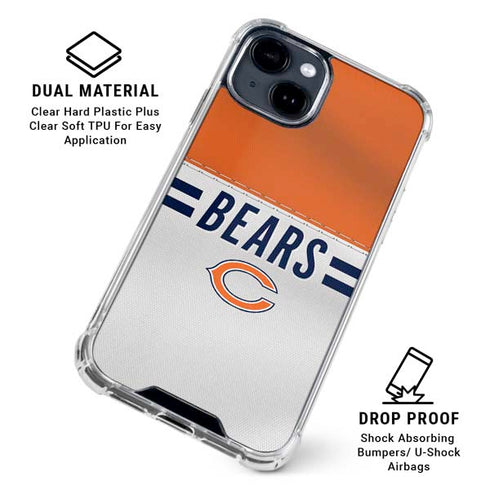NFL Chicago Bears White Striped iPhone 15 Clear Case