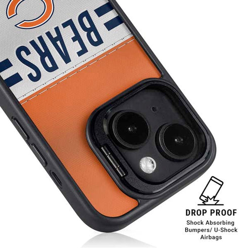 NFL Chicago Bears White Striped iPhone 15 Plus Kickstand Case