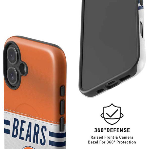 NFL Chicago Bears White Striped iPhone 16 Magsafe Impact Case