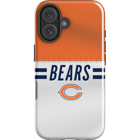 NFL Chicago Bears White Striped iPhone 16 Plus Impact Case