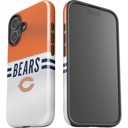 NFL Chicago Bears White Striped iPhone 16 Plus Impact Case