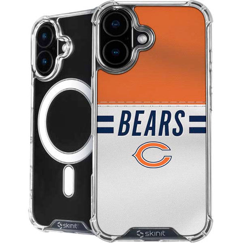 NFL Chicago Bears White Striped iPhone 16 Plus MagSafe Case