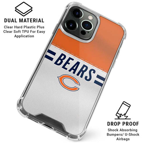 NFL Chicago Bears White Striped iPhone 16 Pro Max Clear Case