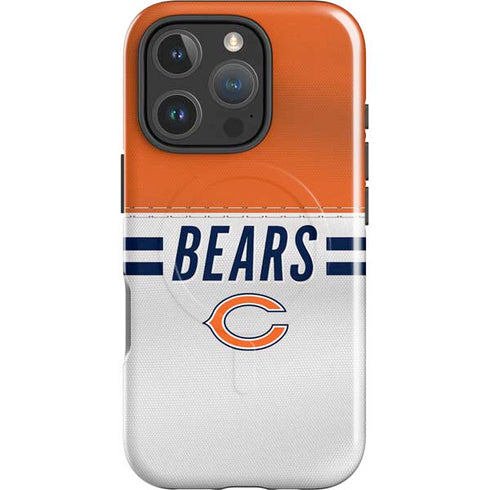 NFL Chicago Bears White Striped iPhone 16 Pro Max Magsafe Impact Case
