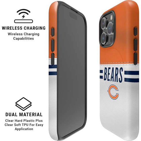 NFL Chicago Bears White Striped iPhone 16 Pro Max Magsafe Impact Case
