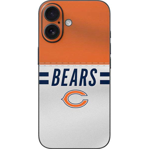 NFL Chicago Bears White Striped iPhone 16 Skin