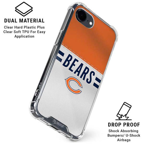 NFL Chicago Bears White Striped iPhone 16e Clear Case