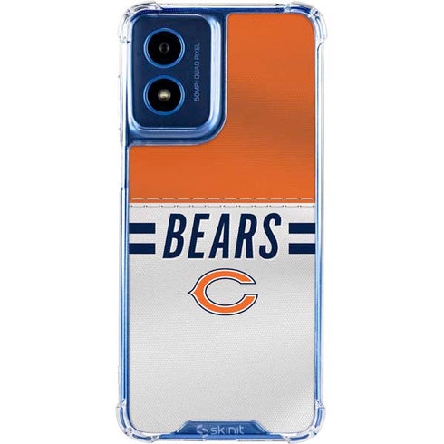 NFL Chicago Bears White Striped Moto G 5G (2024) Clear Case