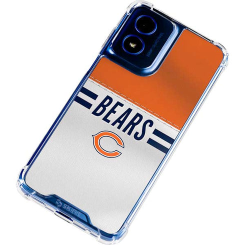 NFL Chicago Bears White Striped Moto G 5G (2024) Clear Case