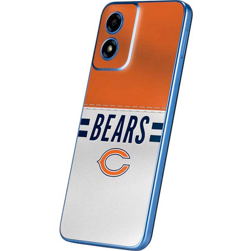 NFL Chicago Bears White Striped Moto G Play 4G (2024) Skin