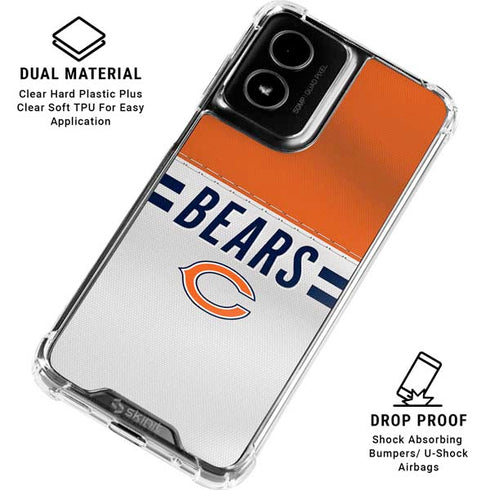 NFL Chicago Bears White Striped Moto G Power 5G (2024) Clear Case