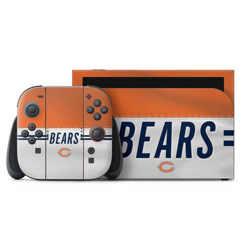 NFL Chicago Bears White Striped Nintendo Switch 2 (2025) with Joy-Con Skin