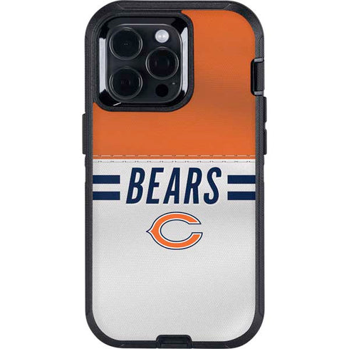 NFL Chicago Bears White Striped Otterbox Defender iPhone Skin