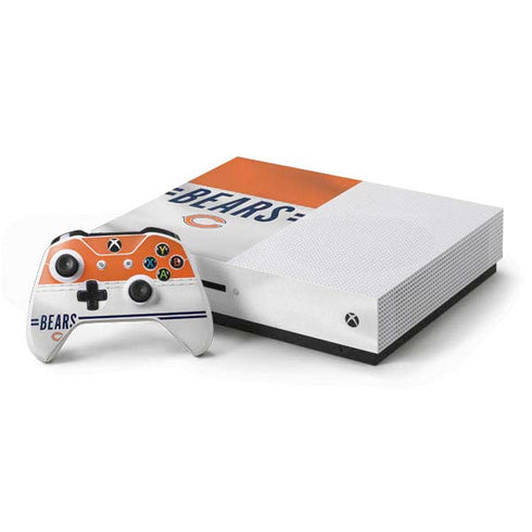 NFL Chicago Bears White Striped Xbox One S Console and Controller Bundle Skin