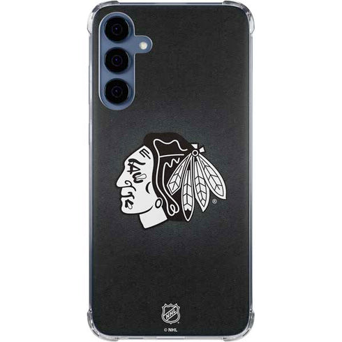 NHL Chicago Blackhawks Black Background Galaxy A55 5G Clear Case