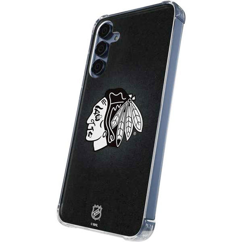 NHL Chicago Blackhawks Black Background Galaxy A55 5G Clear Case