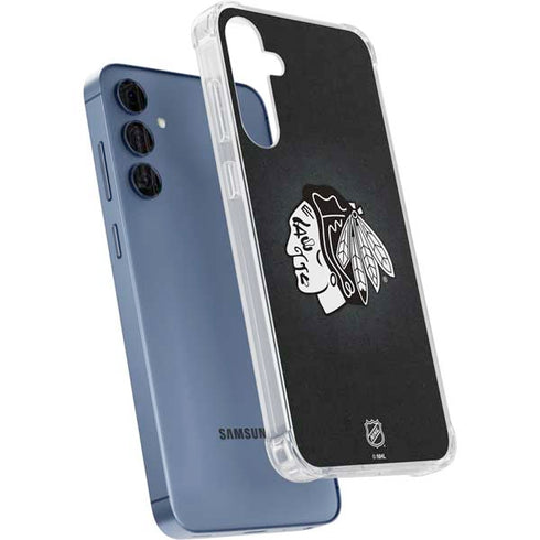 NHL Chicago Blackhawks Black Background Galaxy A55 5G Clear Case