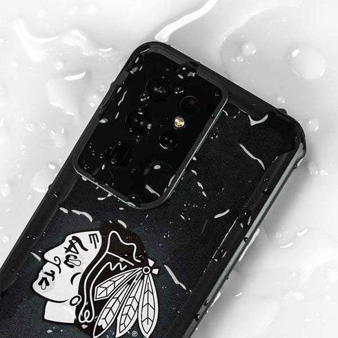 NHL Chicago Blackhawks Black Background Galaxy S24 Ultra Waterproof Case
