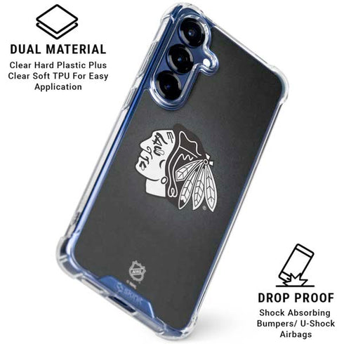 NHL Chicago Blackhawks Black Background Galaxy S25 Clear Case