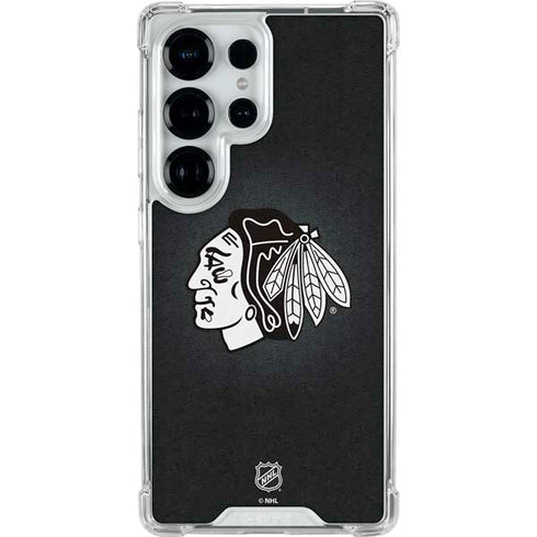 NHL Chicago Blackhawks Black Background Galaxy S25 Ultra Clear Case