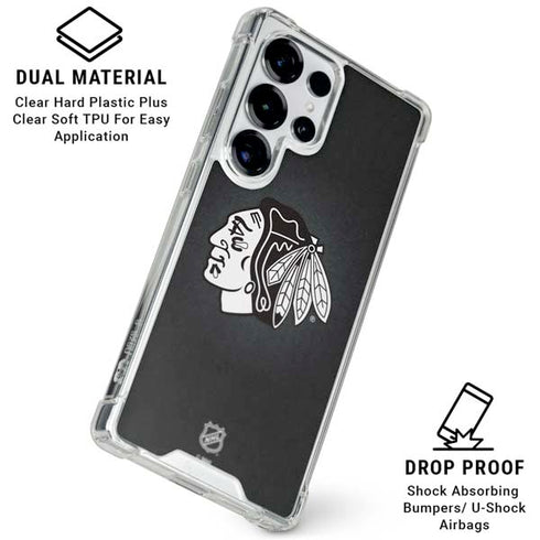 NHL Chicago Blackhawks Black Background Galaxy S25 Ultra Clear Case