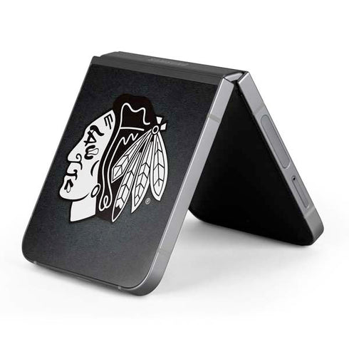 NHL Chicago Blackhawks Black Background Galaxy Z Flip6 Skin