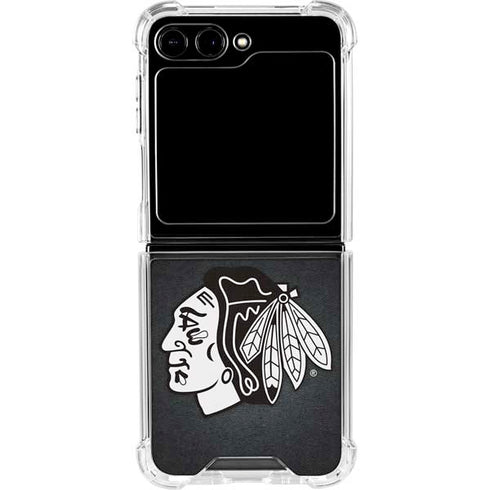 NHL Chicago Blackhawks Black Background Galaxy Z Flip6 Clear Case