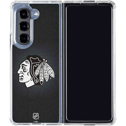 NHL Chicago Blackhawks Black Background Galaxy Z Fold5 5G Clear Case