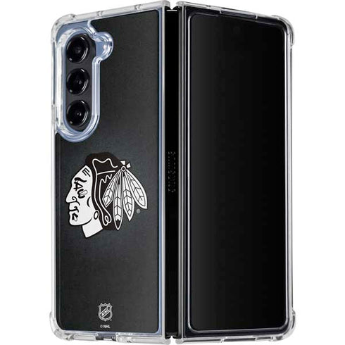 NHL Chicago Blackhawks Black Background Galaxy Z Fold5 5G Clear Case