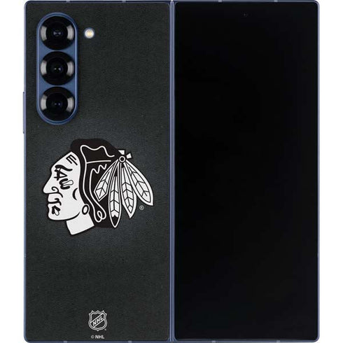 NHL Chicago Blackhawks Black Background Galaxy Z Fold6 Skin
