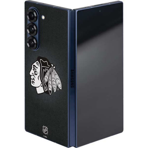 NHL Chicago Blackhawks Black Background Galaxy Z Fold6 Skin