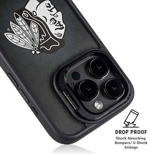 NHL Chicago Blackhawks Black Background iPhone 13 Pro Kickstand Case