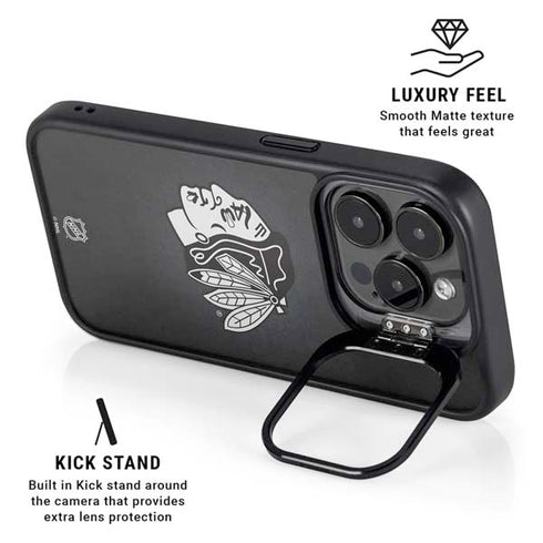 NHL Chicago Blackhawks Black Background iPhone 14 Pro Max Kickstand Case