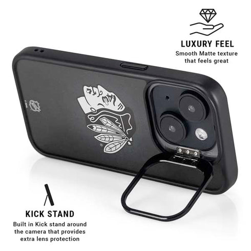 NHL Chicago Blackhawks Black Background iPhone 15 Plus Kickstand Case