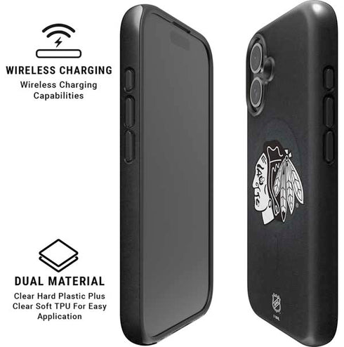 NHL Chicago Blackhawks Black Background iPhone 16 Magsafe Impact Case
