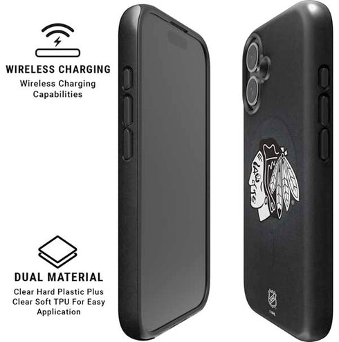 NHL Chicago Blackhawks Black Background iPhone 16 Plus Magsafe Impact Case