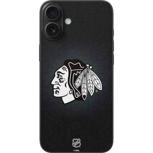 NHL Chicago Blackhawks Black Background iPhone 16 Plus Skin