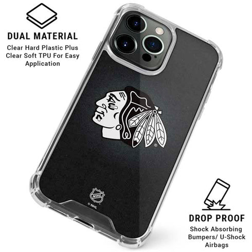 NHL Chicago Blackhawks Black Background iPhone 16 Pro Max Clear Case