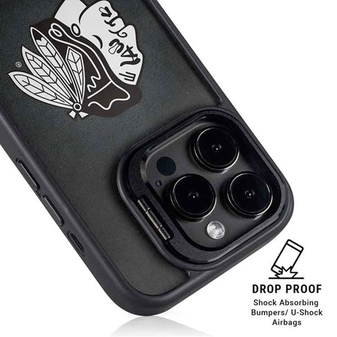 NHL Chicago Blackhawks Black Background iPhone 16 Pro Max Kickstand Case
