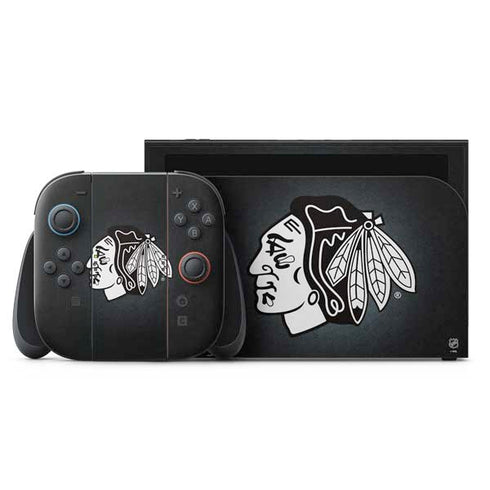 NHL Chicago Blackhawks Black Background Nintendo Switch 2 (2025) with Joy-Con Skin