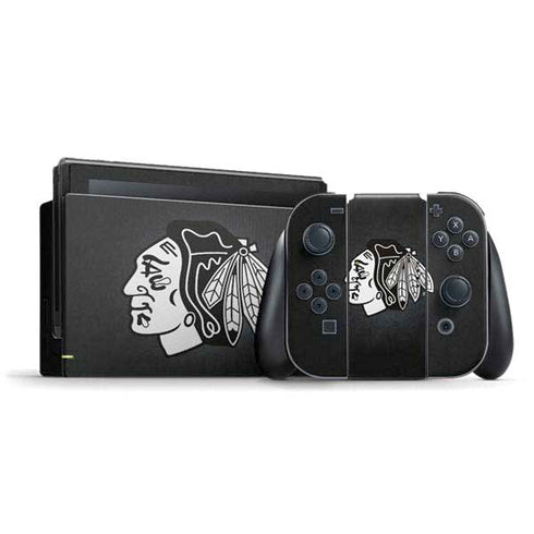 NHL Chicago Blackhawks Black Background Nintendo Switch Bundle Skin