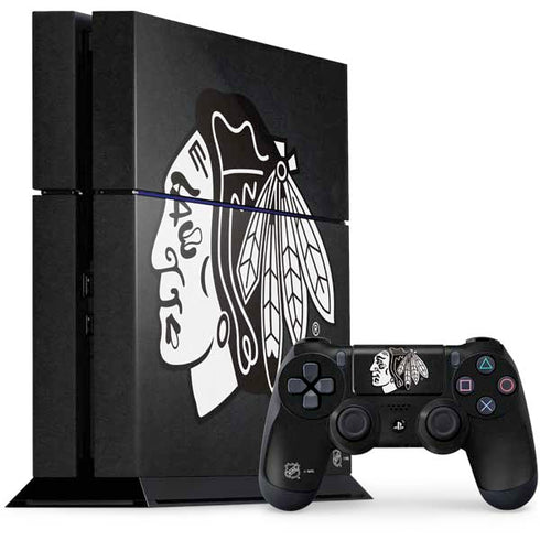 NHL Chicago Blackhawks Black Background PS4 Console and Controller Bundle Skin