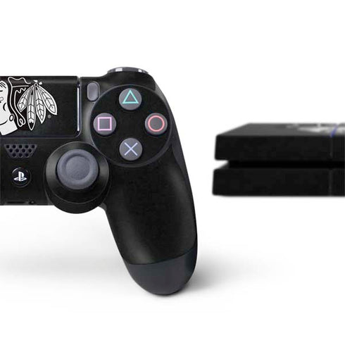 NHL Chicago Blackhawks Black Background PS4 Console and Controller Bundle Skin