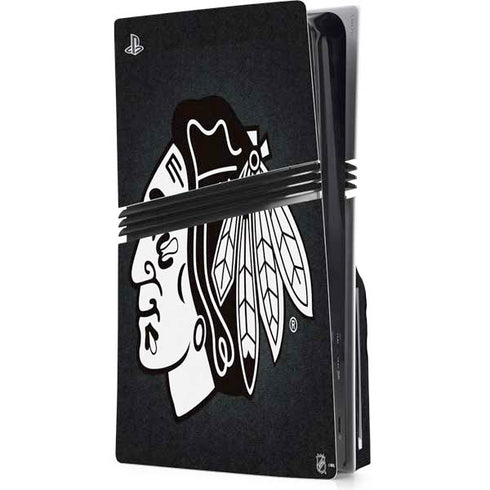 NHL Chicago Blackhawks Black Background PS5 Pro Disk Console Skin