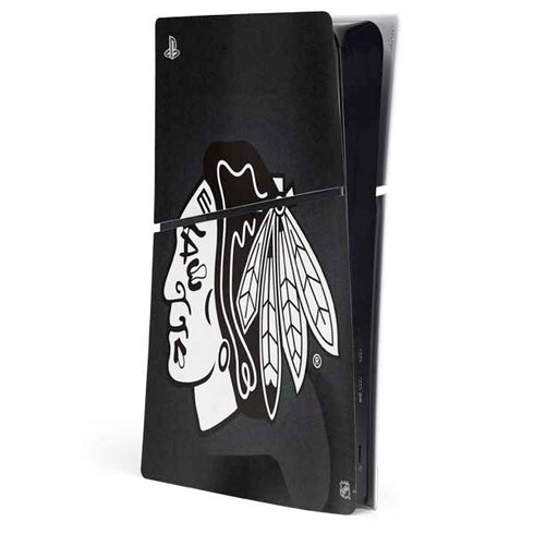 NHL Chicago Blackhawks Black Background PS5 Slim Digital Edition Console Skin