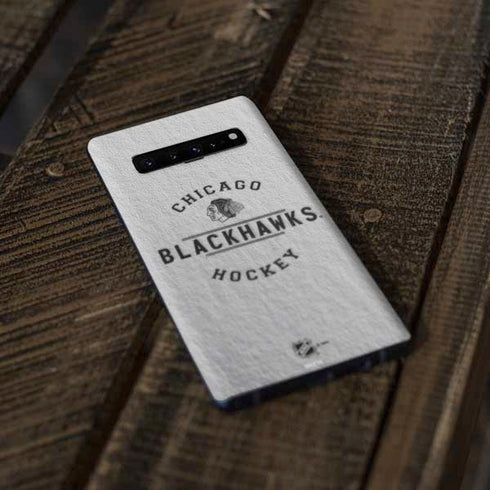 NHL Chicago Blackhawks Black Text Galaxy S10 Skin