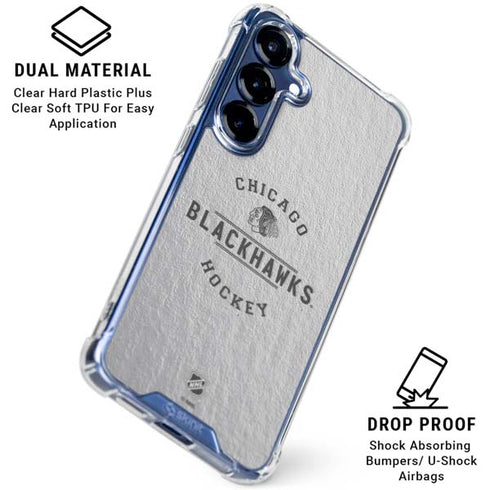 NHL Chicago Blackhawks Black Text Galaxy S25 Plus Clear Case