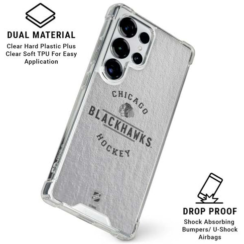 NHL Chicago Blackhawks Black Text Galaxy S25 Ultra Clear Case