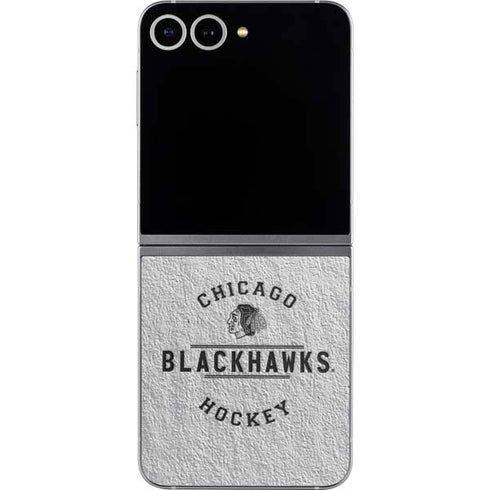 NHL Chicago Blackhawks Black Text Galaxy Z Flip6 Skin