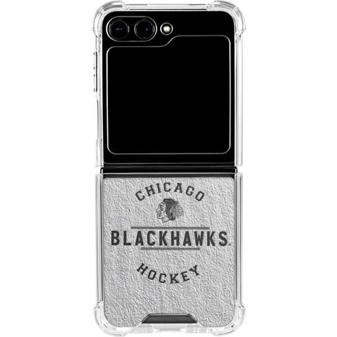 NHL Chicago Blackhawks Black Text Galaxy Z Flip6 Clear Case